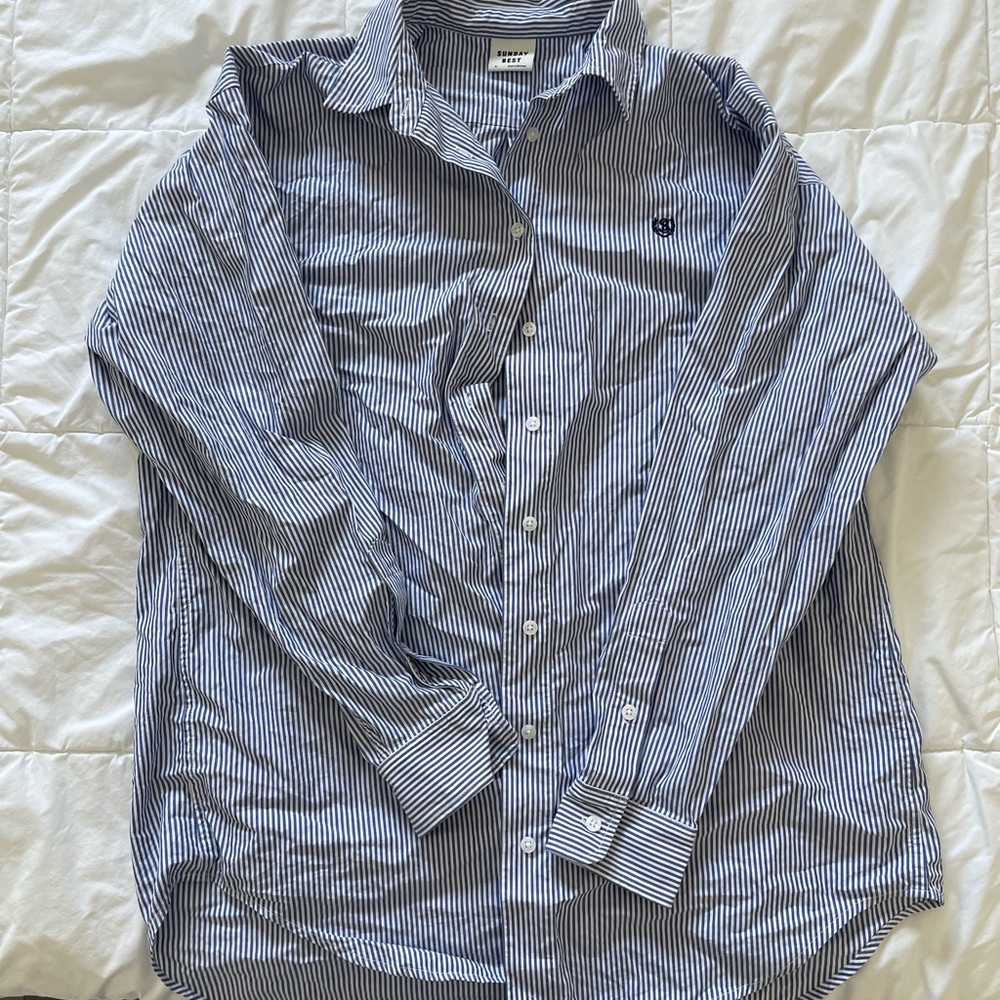 Women’s aritzia oversized Blue Striped Shirt
